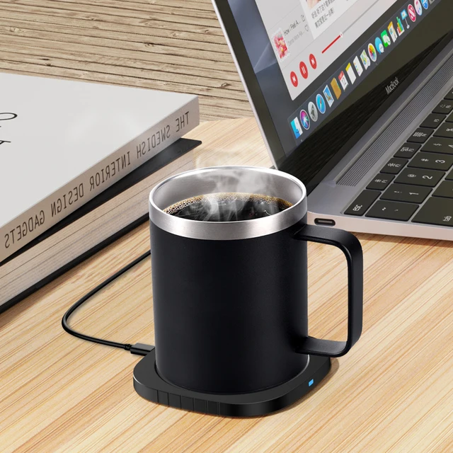 USB Coffee Mug Cup Double Layer 304 Stainless Steel Wireless Heating Coffee  Cup 55 Degree Electric Cup Heating Cup 300ml Thermal - AliExpress