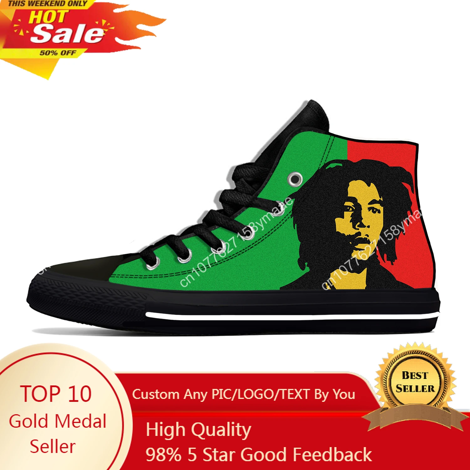 Hot Music Singer Fashion Casual Cloth Bob Marley Reggae Rasta Rock Shoes Latest High Top Lightweight Men Women Latest Sneakers