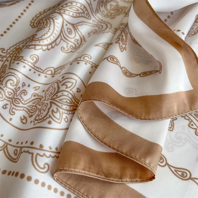 Sommer Sonnencreme Zitrone Druck 70 cm Platz Strand Silk Schal Lässig Elegante Dünne Atmungsaktive Hals Frauen Kopf Wrap Haar Schals schal – Detail 20
