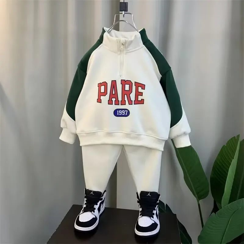 Boys Spring Suit 2023 New Fashionable Children's Baby Sweater Pants 2 Pieces Autumn Sportswear Set