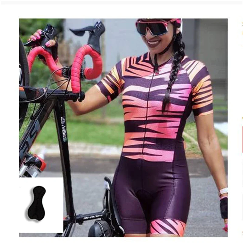Women's Custom New Pro Triathlon Breathable Short Sleeve Cycling Jersey Suit Ladies Gel Pad Bicycle Triathlon Jumpsuit sets 4