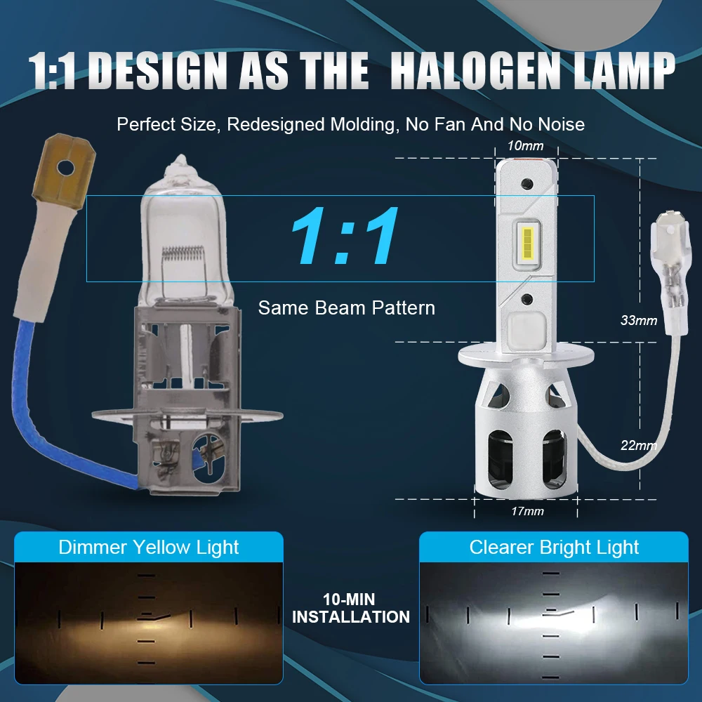 NLpearl H1 H3 Led Car Led Headlight Bulb 20000Lm Csp 3570 6500K 3000K 80W for Auto Fog Light Headlamp Canbus 12V Car Accesorrie