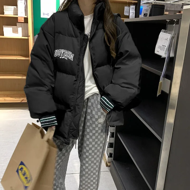 

Women Parka Winter Thick Baseball Padded Jacket High Quality Cotton Padded Female Tops Stand Collar Mid Long Coat Warm Outwear