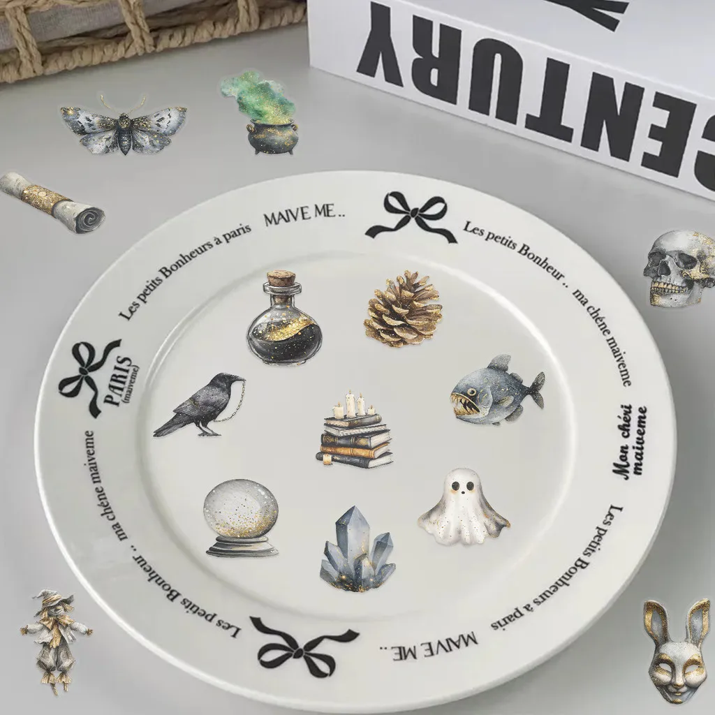 50개 레트로 수채화 할로윈 스티커 - PET 방수 장식 데칼 (DIY 휴대폰 케이스, 물병 및 여행 가방용)