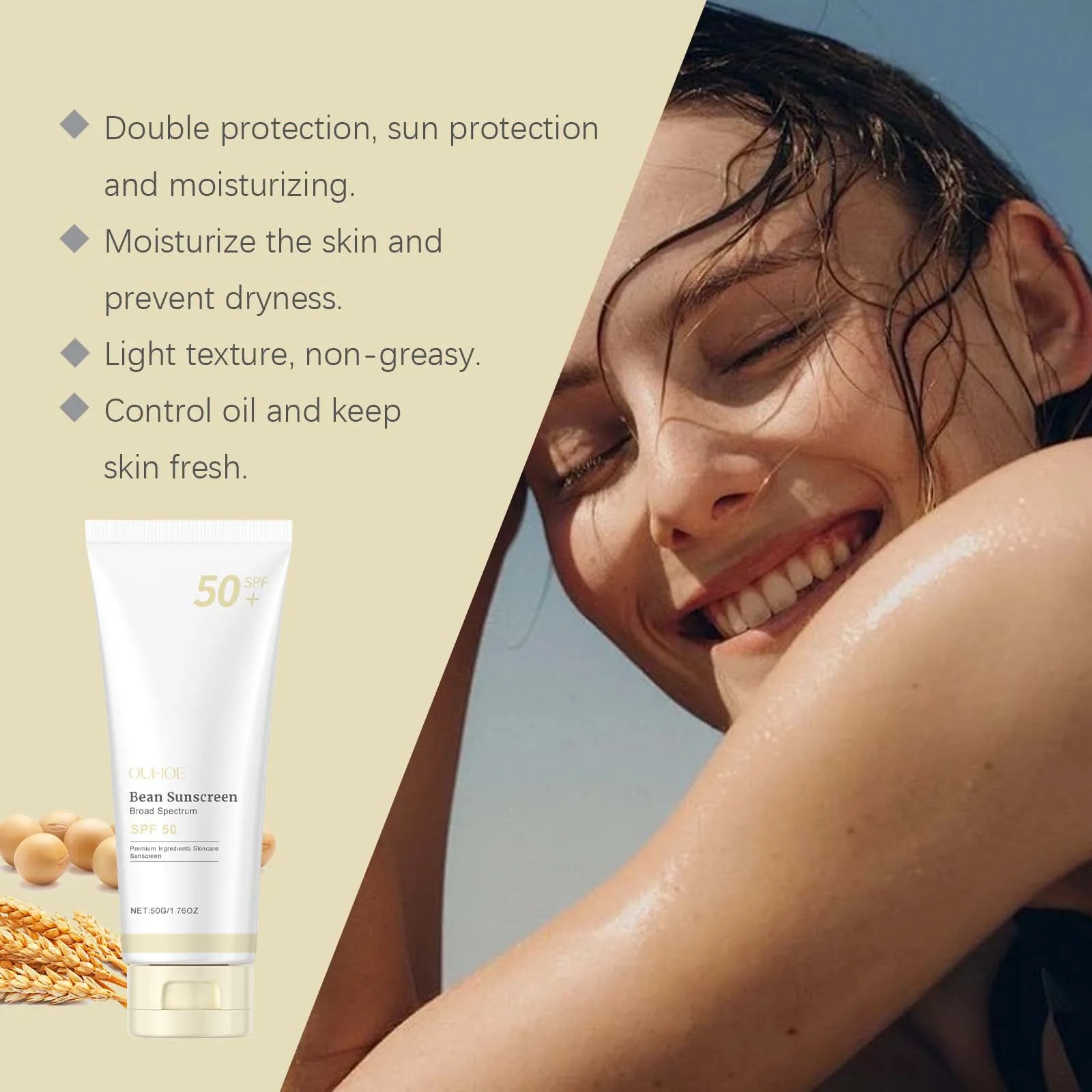 Moisturizer Sun Screen Cream Spf50 Facial Body Lasting Sun Block Isolation Cream Oil-Control UV Protective Brightning Skin Care