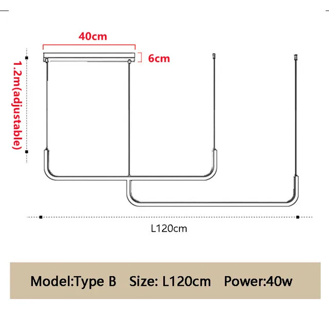 Size L120cm Modern Minimalist LED Ceiling Pendant