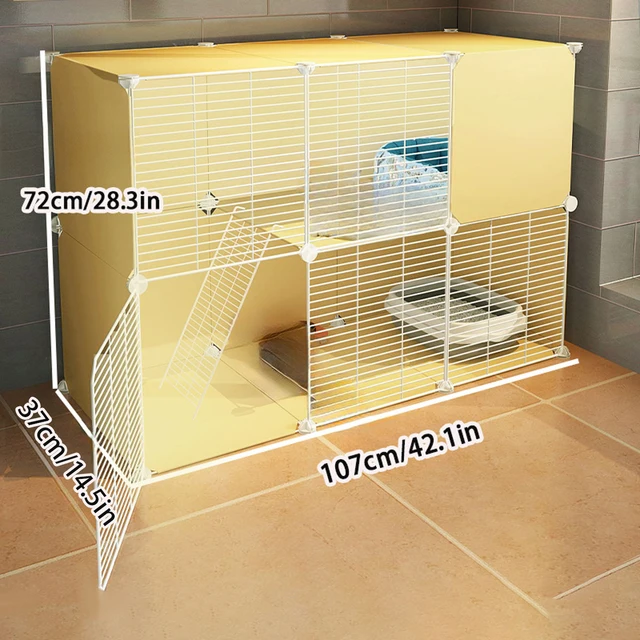 Cat Cage with Free Space, Small with Wheels, Kitten Yellow Cat Cabinet, Cat Villa, Indoor Cat House for Home Use 5