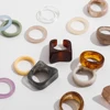 Colorful Transparent Acrylic Resin Rings for Women Girls Fashion Geometric Square Round Chunky Ring Jewelry Gifts 2024 New 1