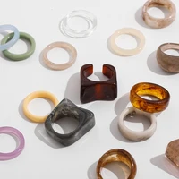 Colorful Transparent Acrylic Resin Rings for Women Girls Fashion Geometric Square Round Chunky Ring Jewelry Gifts 2024 New 1