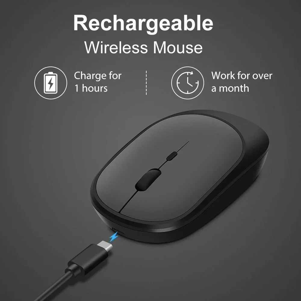 Rechargeable Dual Mode Wireless Mouse with Silent Clicks