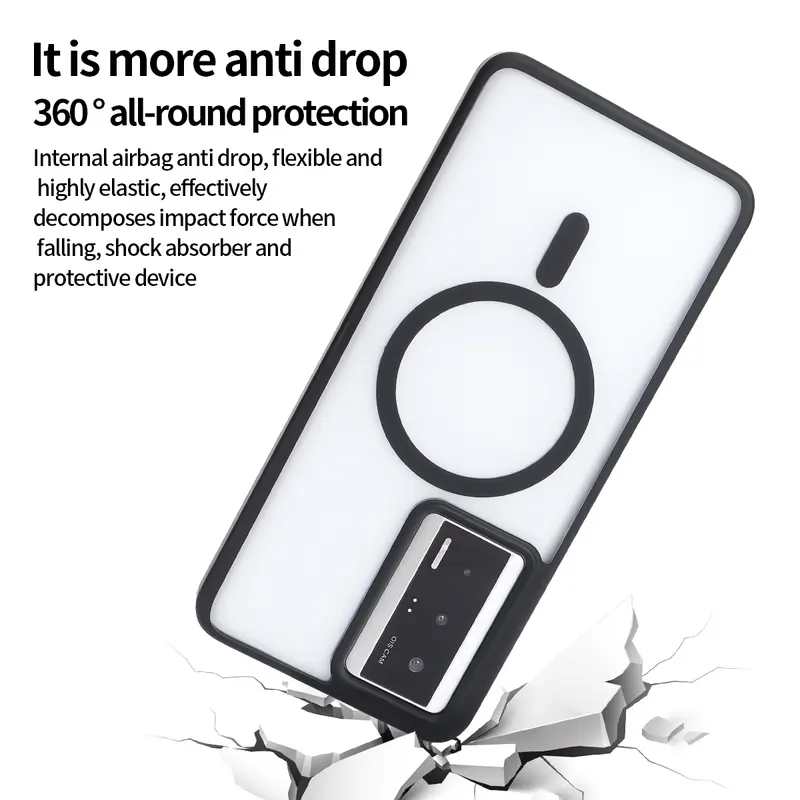 For Xiaomi POCO F5 Pro 5G Shockproof Phone Case Magnetic Luxury Matte  Clear Magnetic Wireless Charging Magsafe Case - Image 2