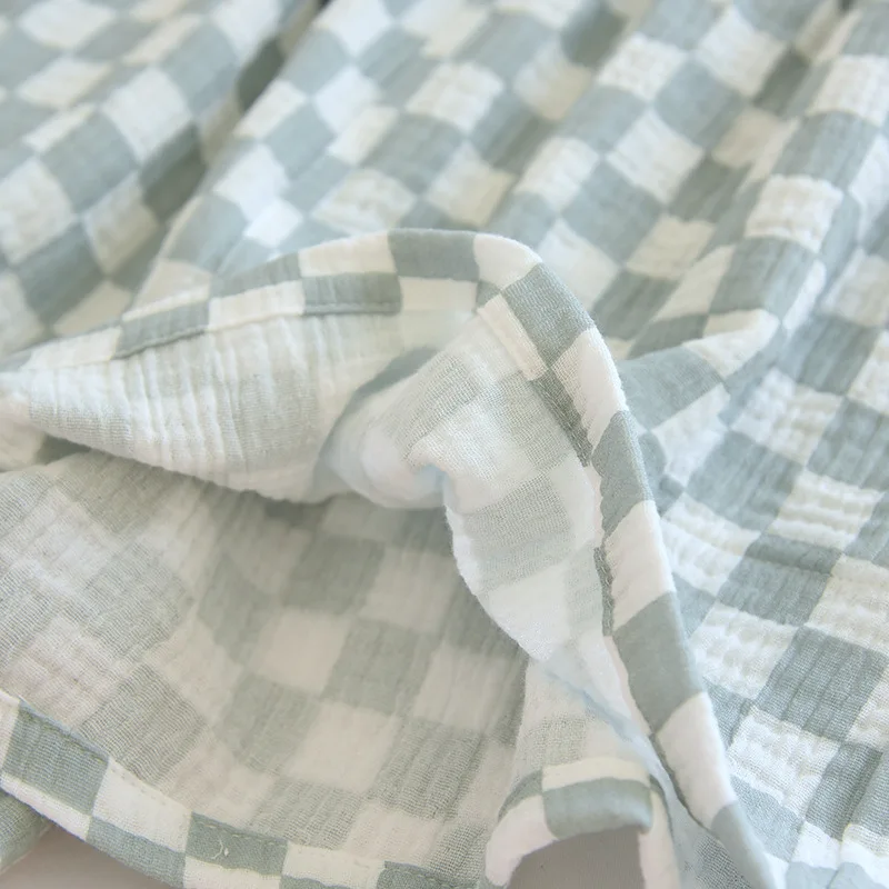 2023 Japanese Summer New Women's Pajama Pants 100% Cotton Crepe Simple Plaid Shorts Ladies Triple Pants Home Pants Cute bottoms