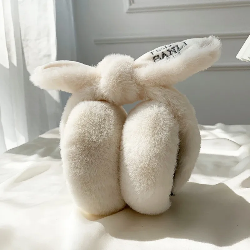 Soft Plush Ear Warmer Winter Warm muffs for Women Furry Cozy Solid flap Students Cold Protection Fashion Ladies  Cover