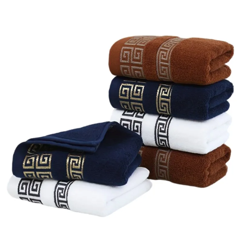 2PCS Towel Set Geometric Jacquard Pattern Household Cotton Towel Soft Hand Towel Bath Towel Absorbent Towels For Bathroom 수건 세트