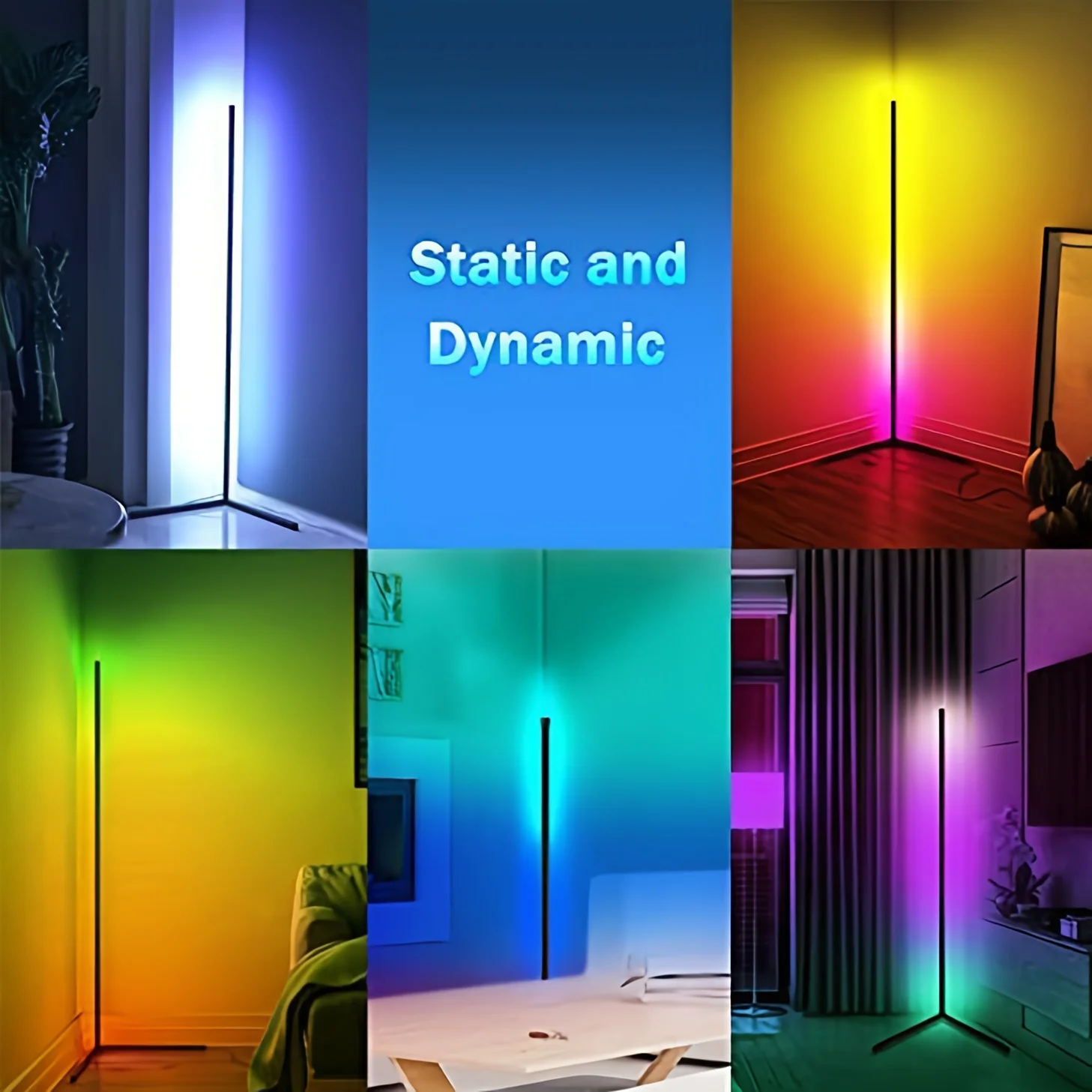 밝기 조절 가능 LED 분위기 조명, 블루투스 스마트 앱, LED 플로어 램프, 게임 거실 침실 홈 장식, RGB 야간 조명, 160cm