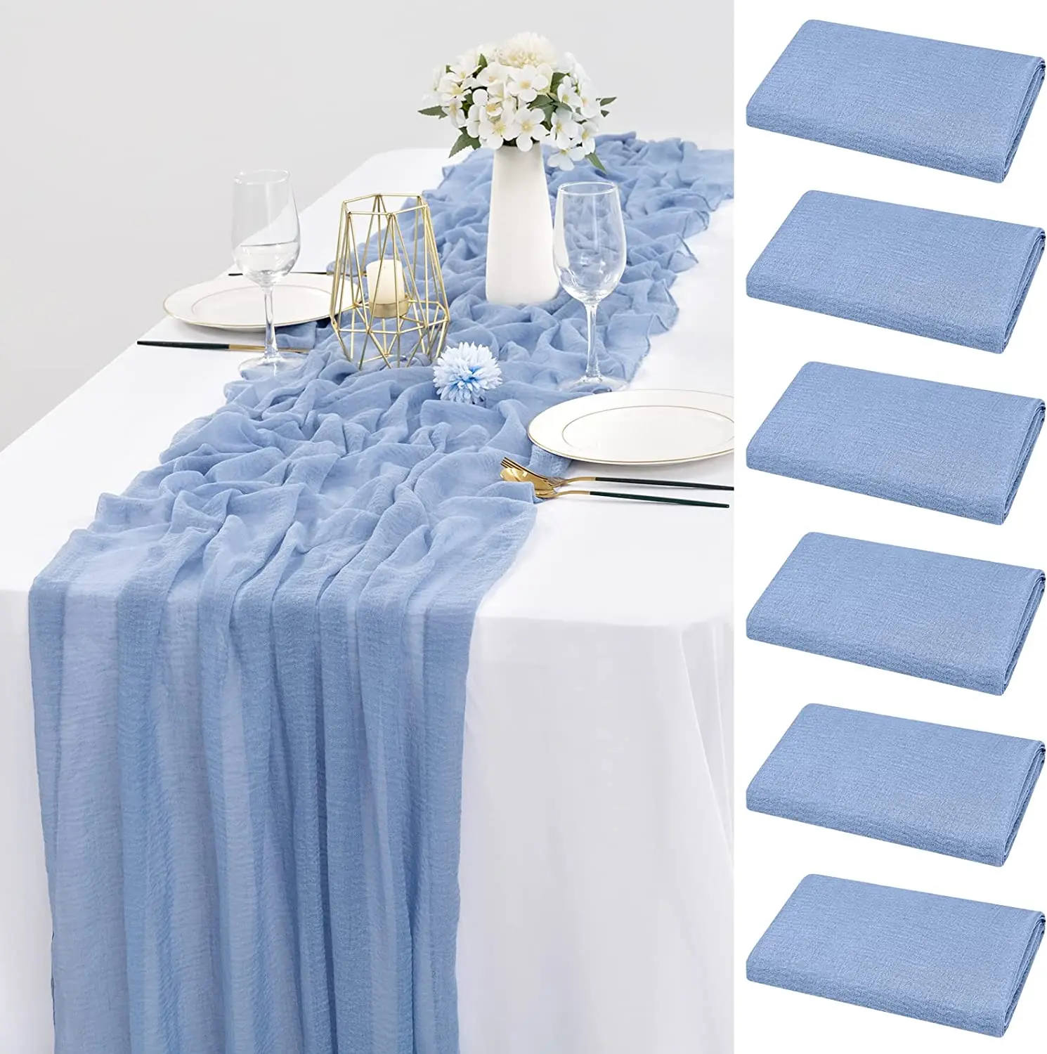

5/10pcs Table Runner Cheesecloth 90*300cm Boho Gauze Dining Table Cloth Decoration Rustic Wedding Reception Baby Shower Decor