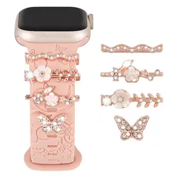 Elegant Metal Diamond Bling Ring Charms (Flower Rose Gold)