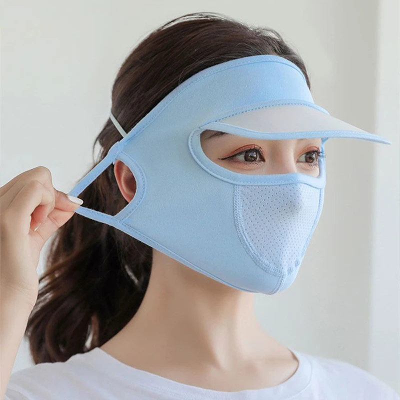 얇은 통기성 아이스 실크 마스크, 자외선 차단, 풀 페이스 커버, 해변 사이클링, 야외 뷰티, 태양 모자, 여름, 신제품