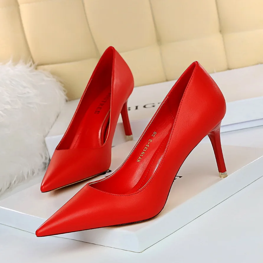 2023 Woman Fetish 7.5cm 10.5cm High Heels Lady Wedding Bridal Pumps Scarpins Yellow Low Heels Plus Size Colorful Quality Shoes