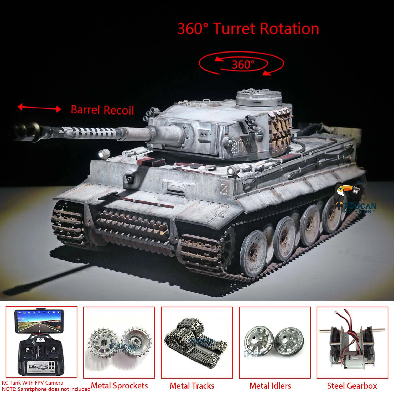 Heng Long HL German Tiger I Upgrade RC Tank 1/16 TK7.0 FPV 3818 Manual Spray Remote Control Tanks Model Toys Gifts TH22632 2