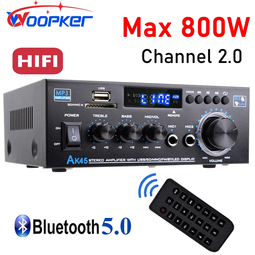 Woopker - Amplificateur De Power Bluetooth HIFI Haut De Gamme | 600 W Amplificateur Amplificateur Stereo Lecteur Multimedia