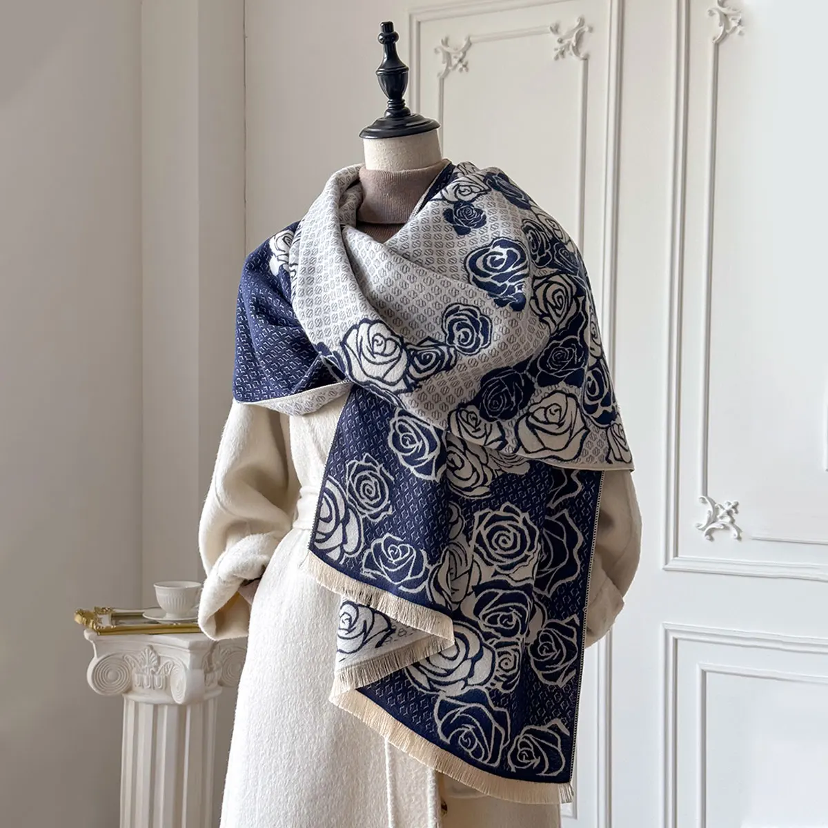 Luxury Designer Brand Winter Blanket Scarf Shawls for Women Warm Pashmina Print Large Wrap Imitation Cashmere Foulard Long Stole
