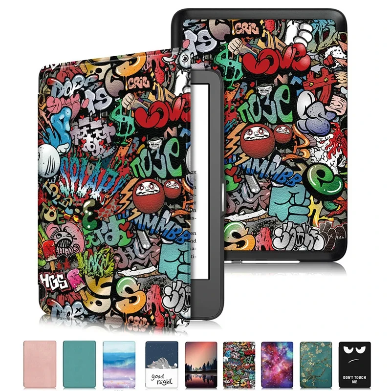 Elegant Smart Magnetic Leather Cover - Artistic Design