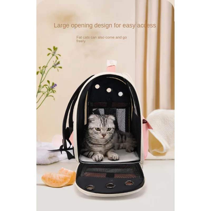 1PC Cat Bag Portable Two Shoulder Cat Book Bag for All Seasons Breathable and Stress Resistant Pet Backpack
