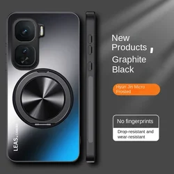 Hard Matte Magnetic Protective Back Cover with Ring Stand for IQOO Neo 9 (Black)