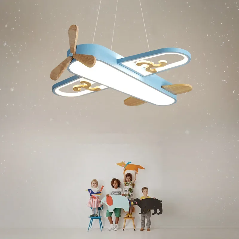 

Airplane ceiling light LED yellow Blue design minimalist wood ceiling light For Children's Room Home hanging light room decor