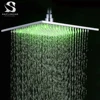 16 inch/40cm Black Rainfall Shower Head LED Light 16" Large Rainfall Faucet Head Square Brass Showerhead 3 Color Changing Head 1
