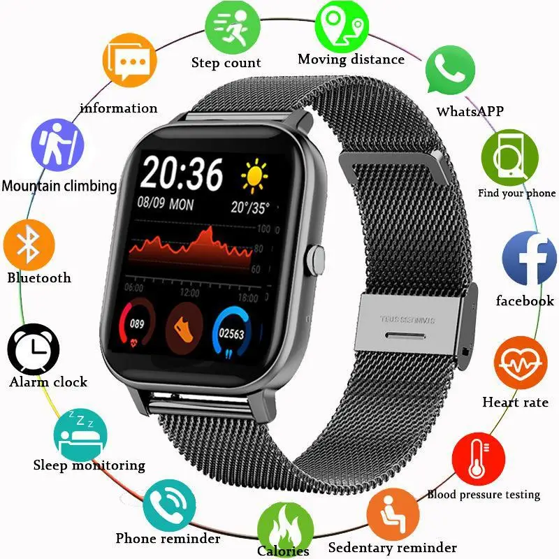 

P8 Bluetooth Calling Smart Watch, Heart Rate and Blood Pressure Monitoring, The Ultimate Fitness Companion for a Healthy L