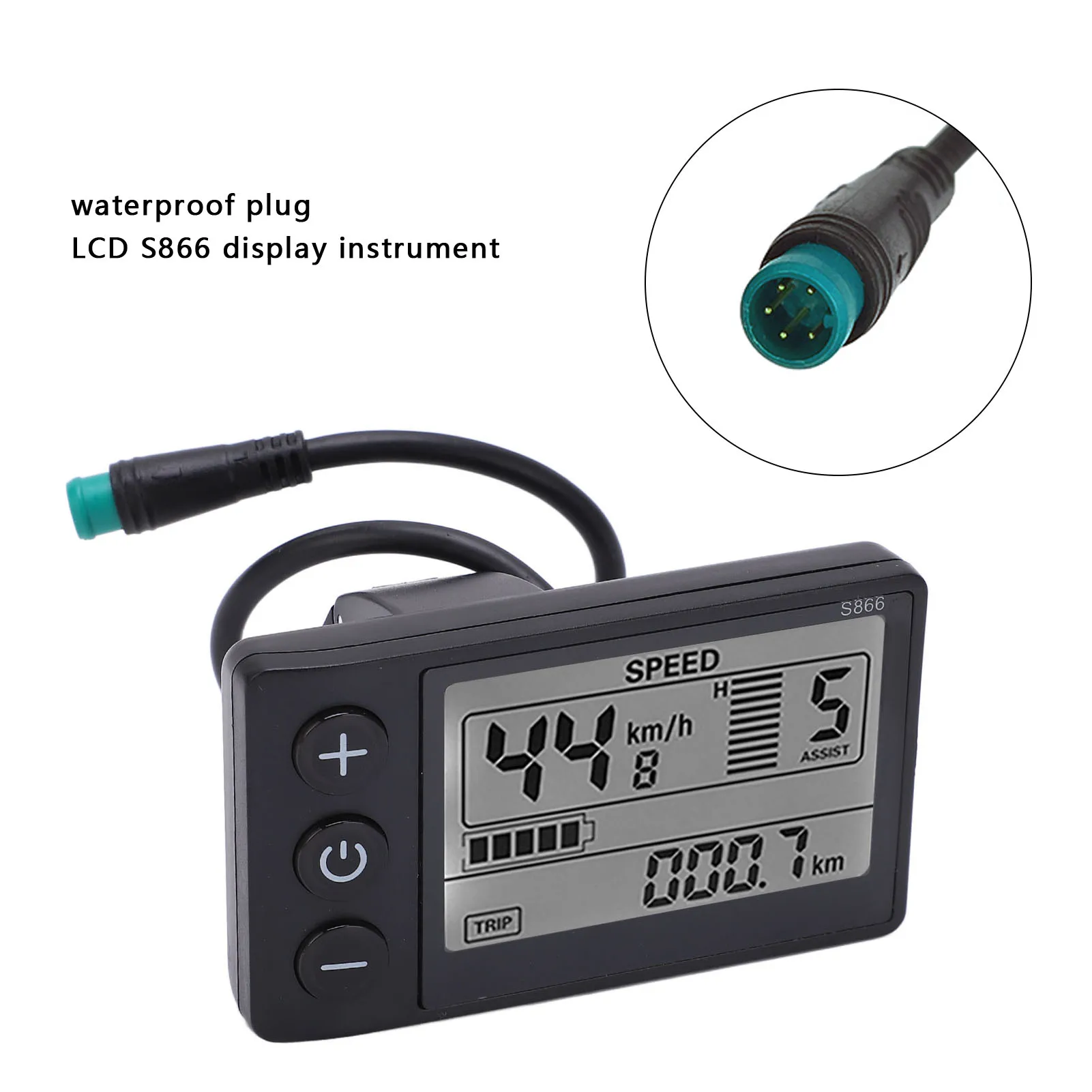Electric Bike Display S866 Electric Bike LCD Display Meter 24V 36V 48V Control Panel Waterproof Plug