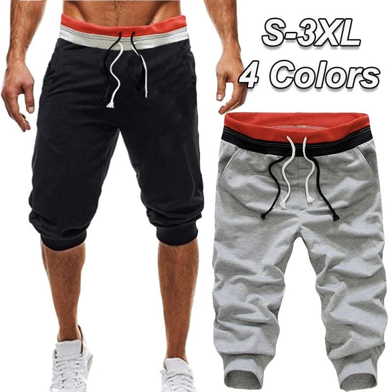 

Men Fashion Sweatpants Loose Cropped Trousers Jogger Trousers Men Casual Fitness Jogging Sports Capri Pants