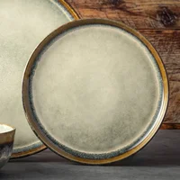 Ceramic Round Salad Plate Dishwasher Safe Microwave Safe Durable Rustic Dinnerware Perfect For Serving Appetizers Side Dishes 4