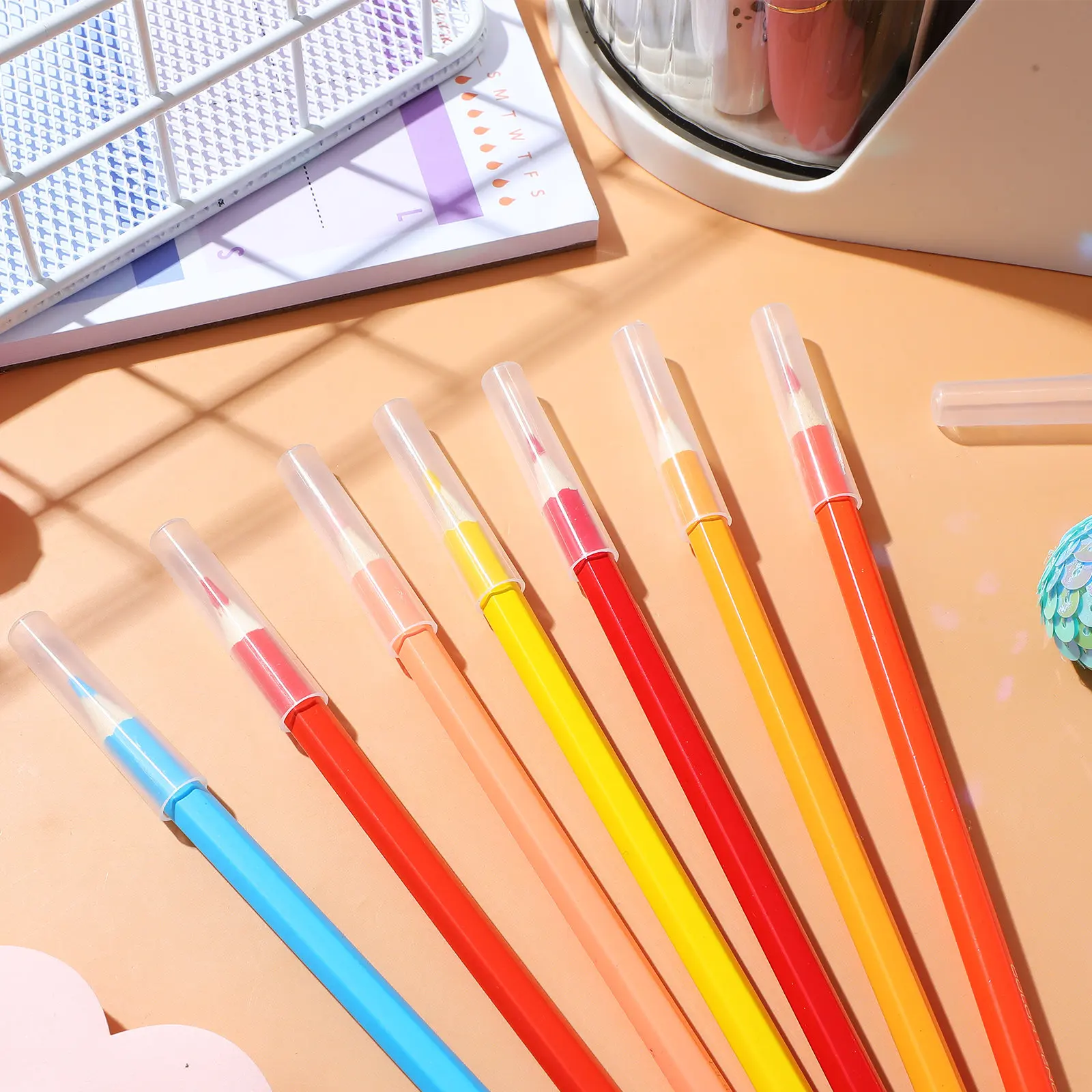 10Pcs Snug Pencil Caps 연필 연장기 컬러 나무 연필용 팁 프로텍터 학생 교사 사무용품