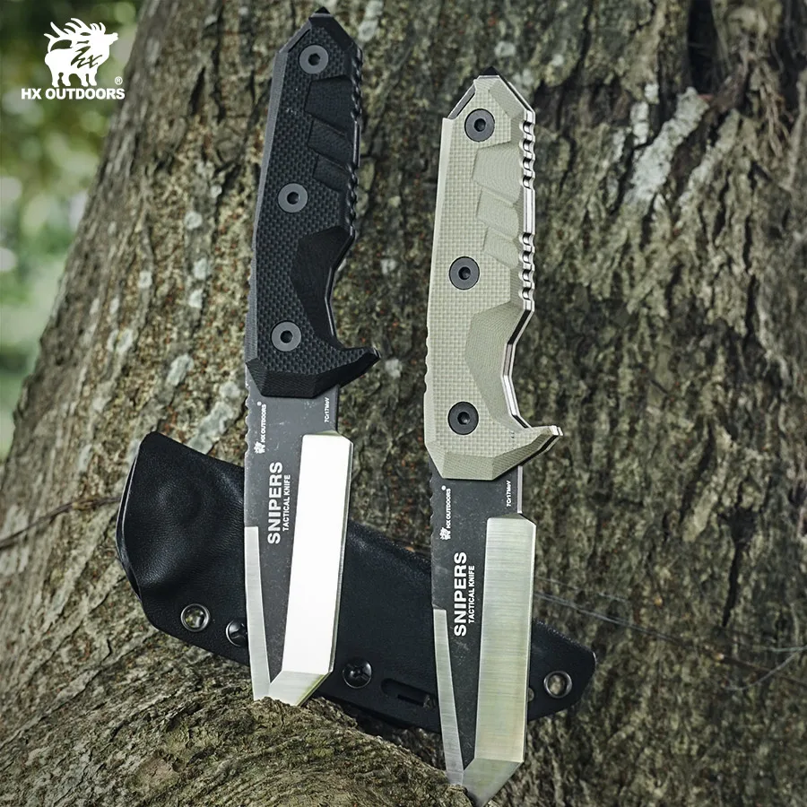 HX OUTDOORS Fixed Blade Knife with G10 Handle Survival Hunting