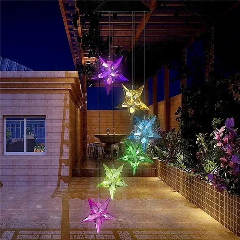 New LED Solar Wind Chime Crystal Ball Hummingbird Wind Chime Light Color Changing Waterproof Hanging Solar Light For Home Garden