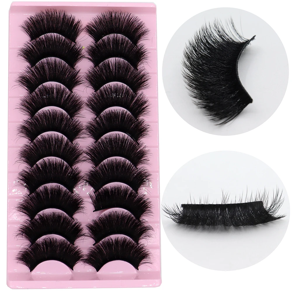 

10 Pairs Of False Eyelashes Black Matte Thick Exaggerated Curling Stage Party Daily Makeup Eyelashes