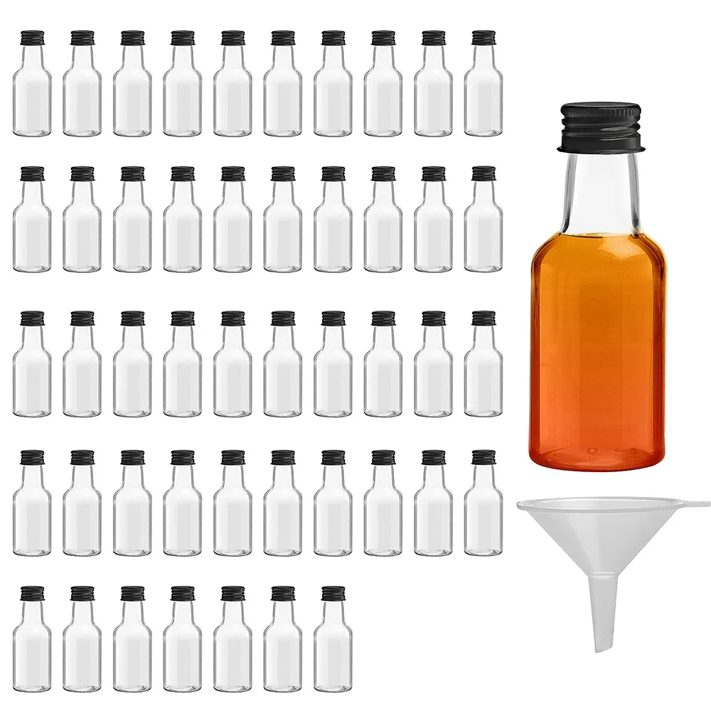 

48PCS 25ml Mini Liquor Bottles Reusable Plastic Empty Spirit Bottle with Liquid Funnel Miniature Bottles for Weddings & Parties