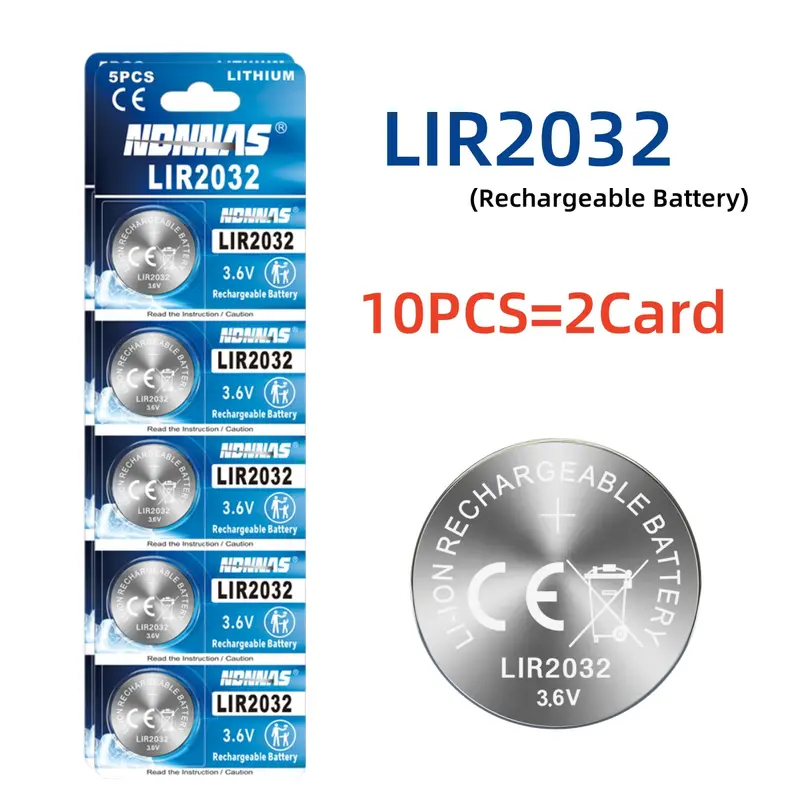 1-10PCS LIR2032 Button Battery 2032 3.6V Rechargeable Battery Lithium Cell Coin Batteries for Car Keys with charge - Image 8