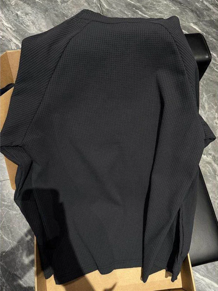 I.T KITH 디자이너 콜라보레이션 하프 지퍼 후디 아웃도어 쇼 그레이 클라우드 라이트 블랙 와플 패턴 남성 에스닉 의류