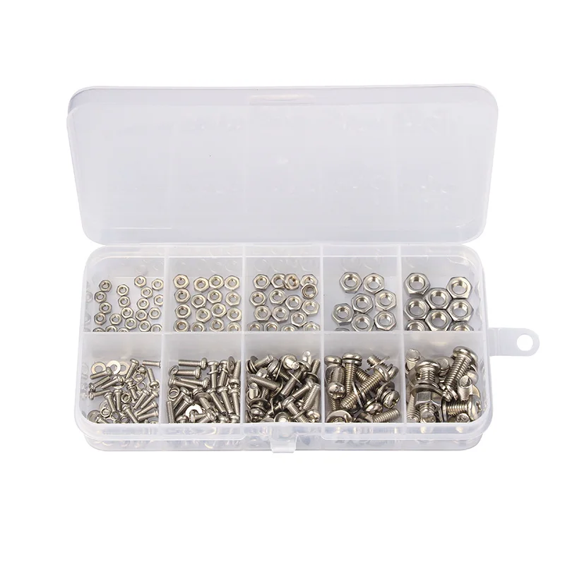 602 Pezzi Kit Assortimento Dadi E Bulloni Metrici M4 M5 M6 - Acciaio Inox 304 - Testa Esagonale