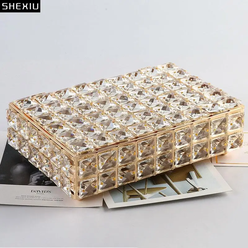 

Gold Plated Storage Jars Dressing Table Necklace Bracelet Ring Flannel Jewelry Box Hollow Out Crafts Crystal Cosmetic Jar