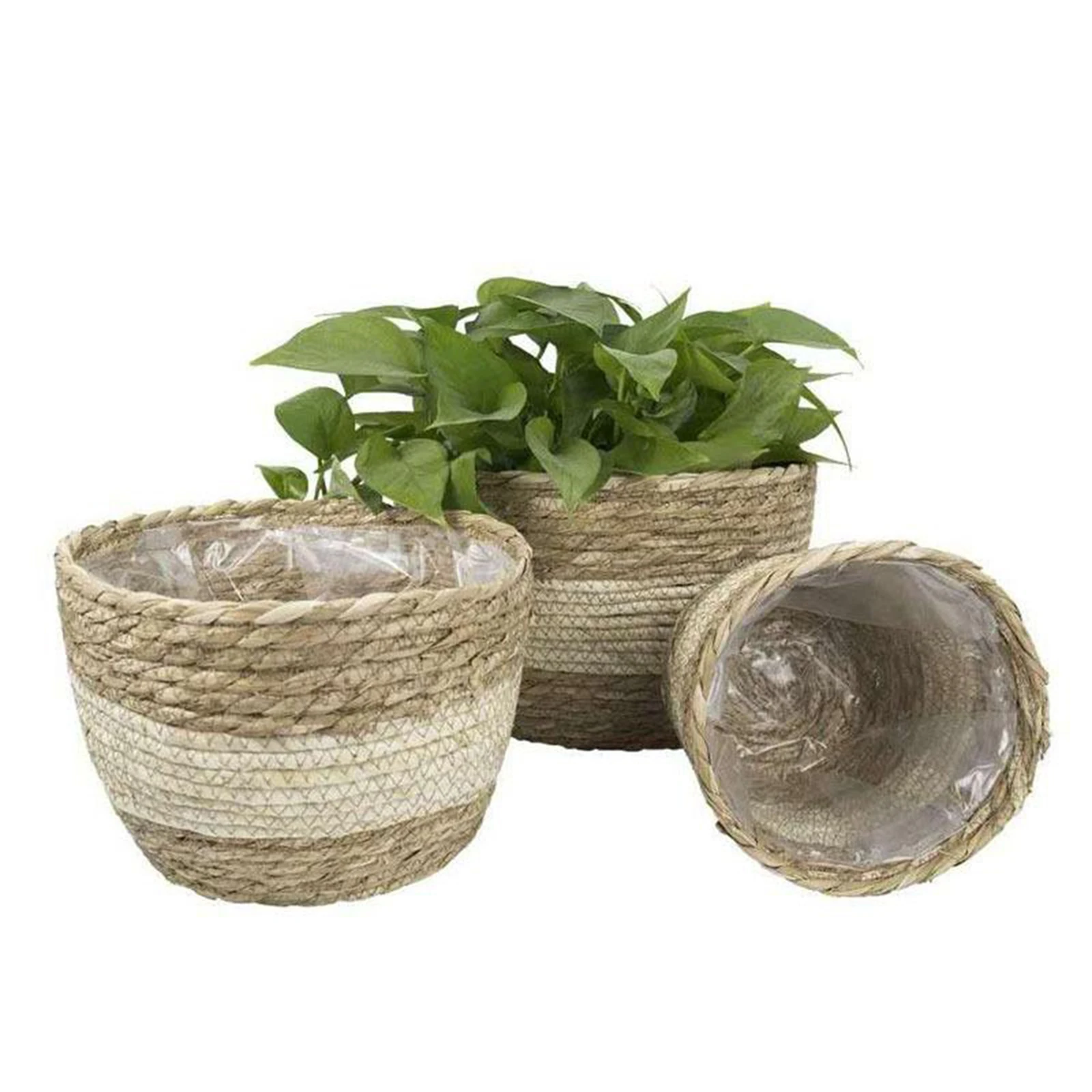 Plant Basket Liners Woven Rattan Plant Pot Containers Coco Fiber Liner Plant Vase Home Garden Decoration 6