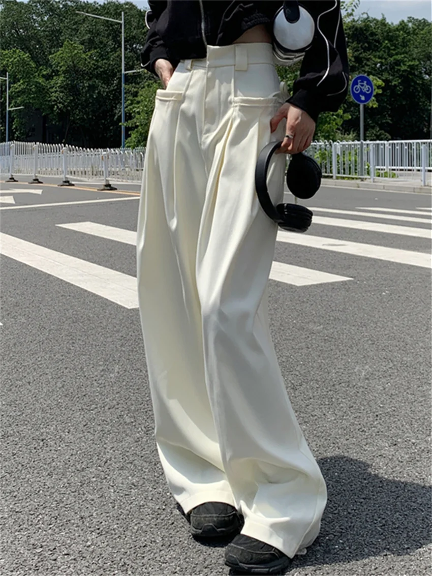 

Женские бежевые брюки PLAMTEE, Стильная однотонная Повседневная Свободная подходящая ко всему летняя Офисная Женская шикарная верхняя одежда, Новая рабочая одежда с широкими штанинами