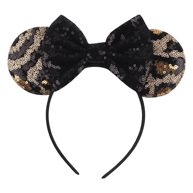 Stickerei Pailletten Leoparden muster Maus Ohr Stirnband Frauen Party Cosplay Bogen Haarband Karneval Dekoration Kinder Haarschmuck