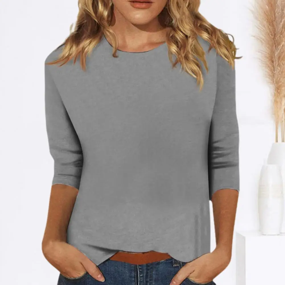 

Soft Texture Women T-shirt Stylish Women's Casual T-shirt Collection O-neck 3/4 Sleeve Pullover Tops Slim Fit Tunic Tops Loose