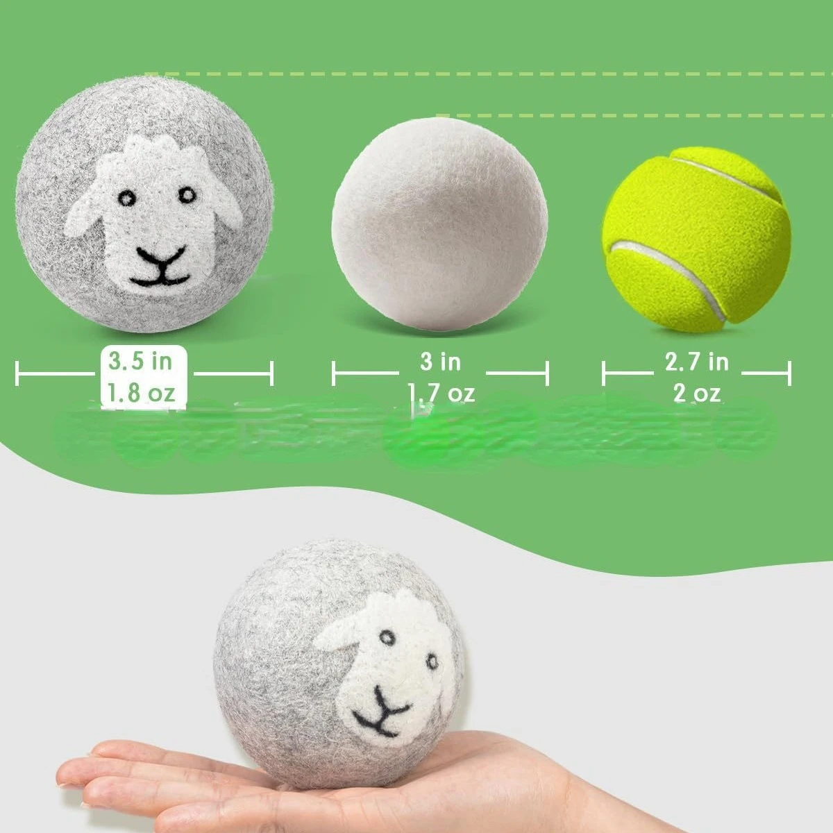 3/6PCS Wool Laundry Dryer Balls Household Practical 7cm Plus Washing Balls Fabric Virgin Softener Reusable Wool Dryer