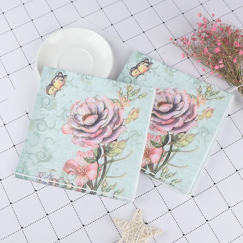 20PCS Napkins Paper Decoupage Tissue Flowers Wedding Birthday DIY Decoration